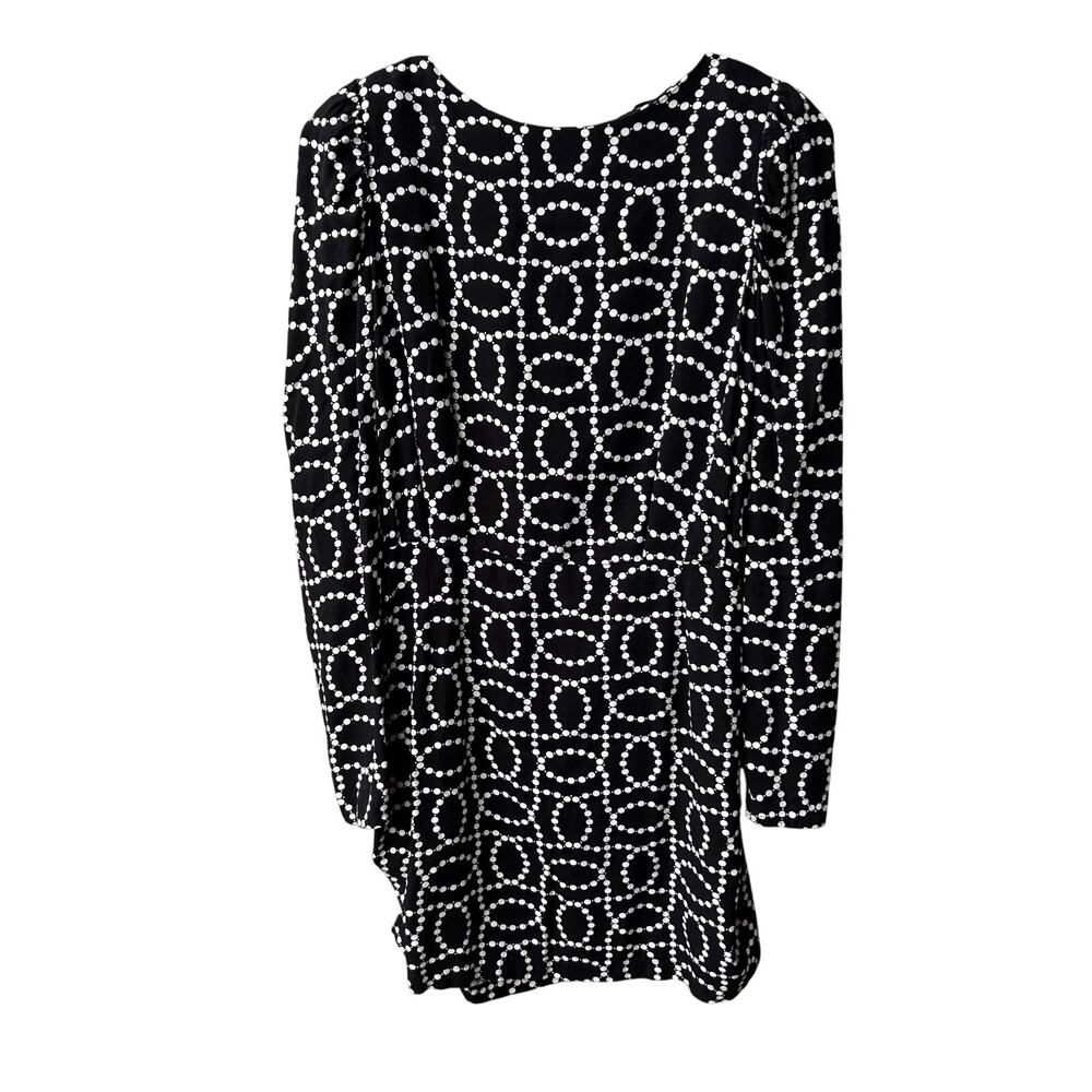 H&M Black and White Print Long Sleeve Dress Size Small